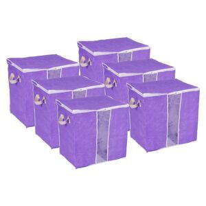 6pcs Clothes Comforters Storage Bag Folding Containers with Zipper Pink